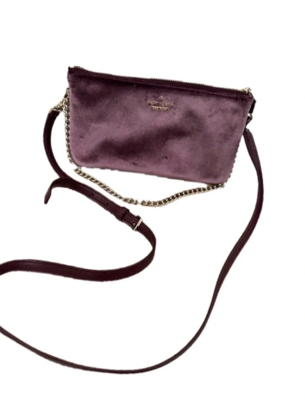 Kate Spade Tillie Velvet Plum Chain Crossbody Shoulder Bag Two way
